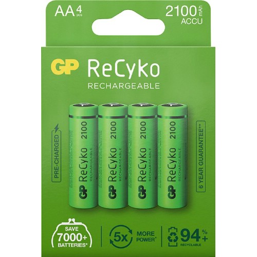 Uppladdningsbara batterier GP NiMH ReCyko 1,2 V