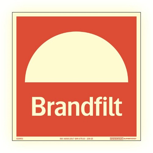 Skylt brandfilt Supernova färgefterlysande