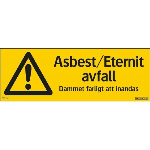 Skylt asbest/eternit avfall 